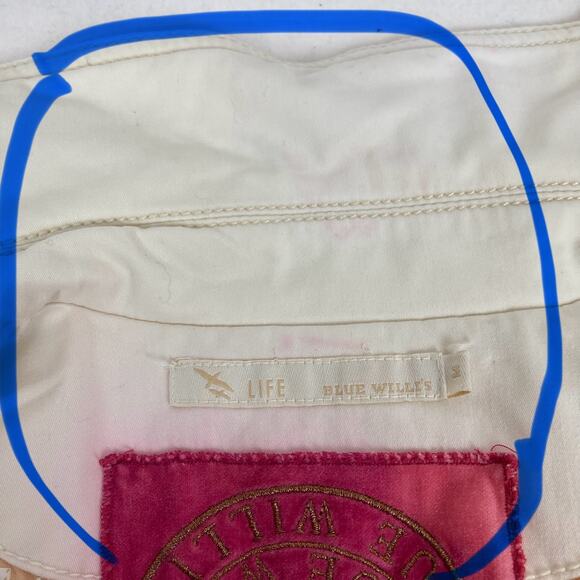 Blue Willi's Life Jacket Women M Cream Studs Embroidered Coat of Arms Style Back - Picture 6 of 13